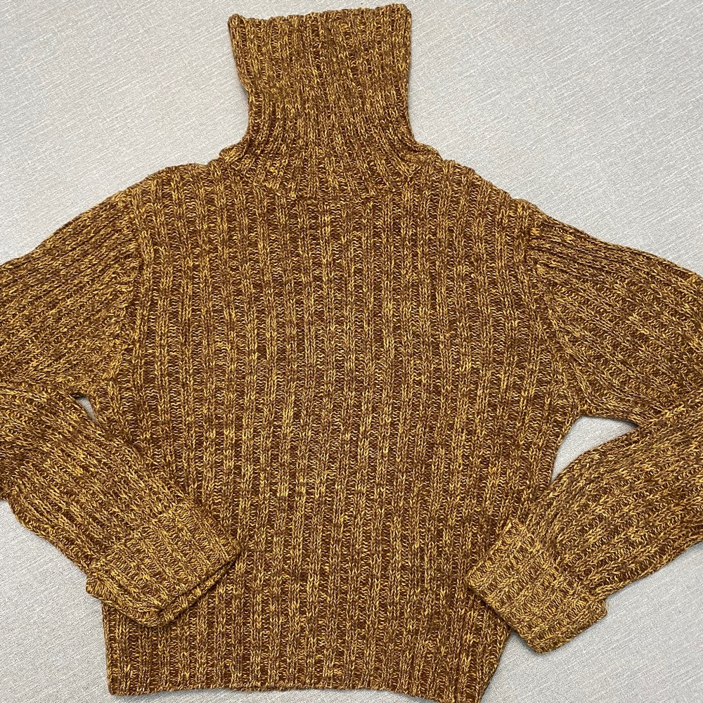 Gold and Brown Turtleneck Sweater